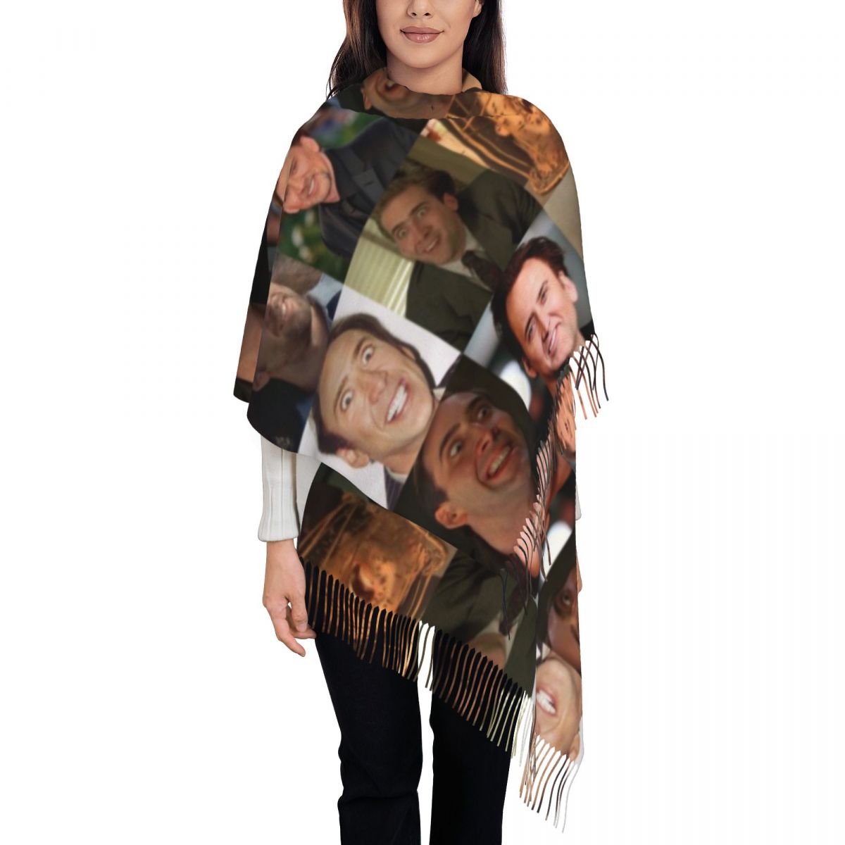 Pashmina Wrap Large - Nicolas Cage-chal Meme con cara divertida