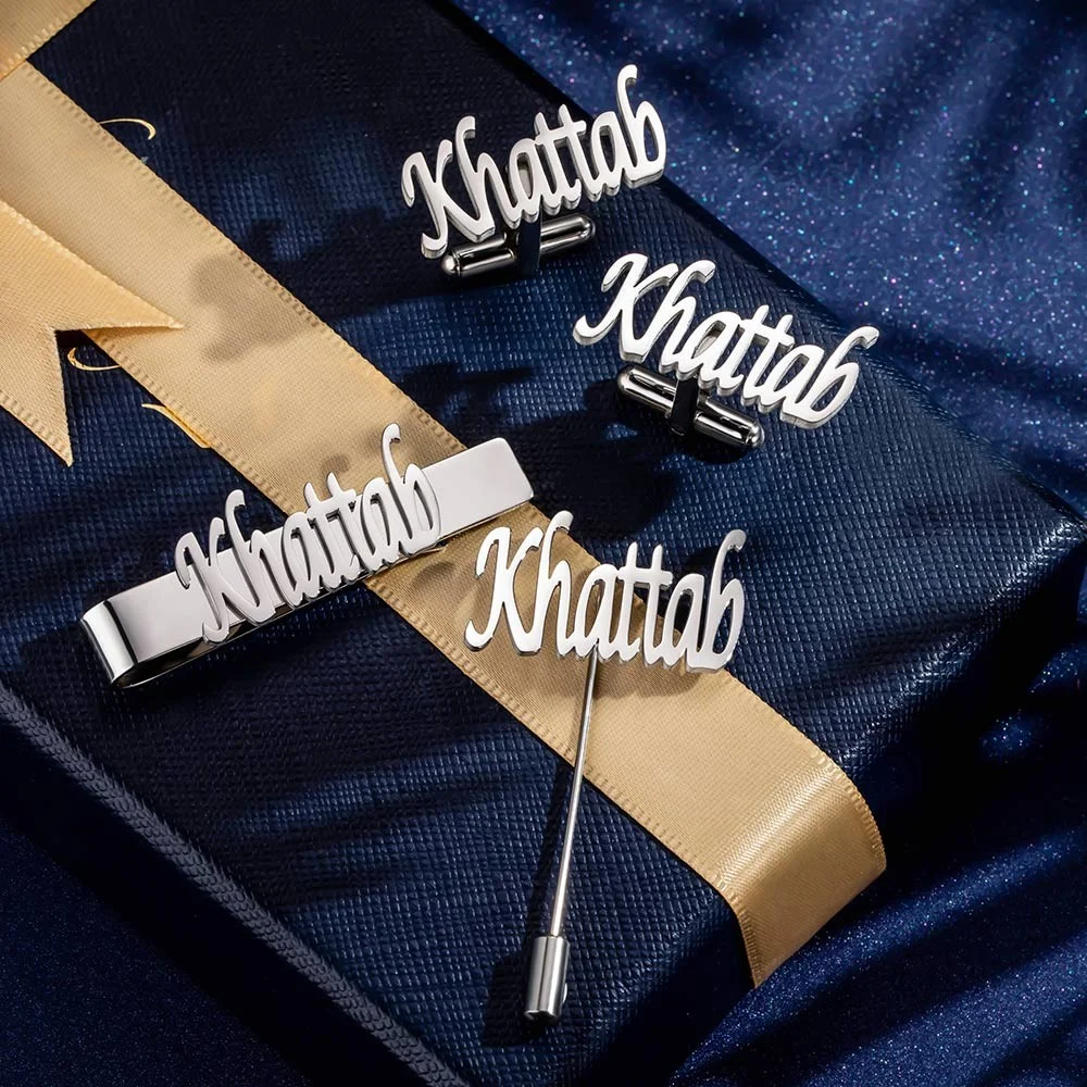 Tie Bar Set Gift - Gemelos personalizados/Pin de solapa/barra de corbata