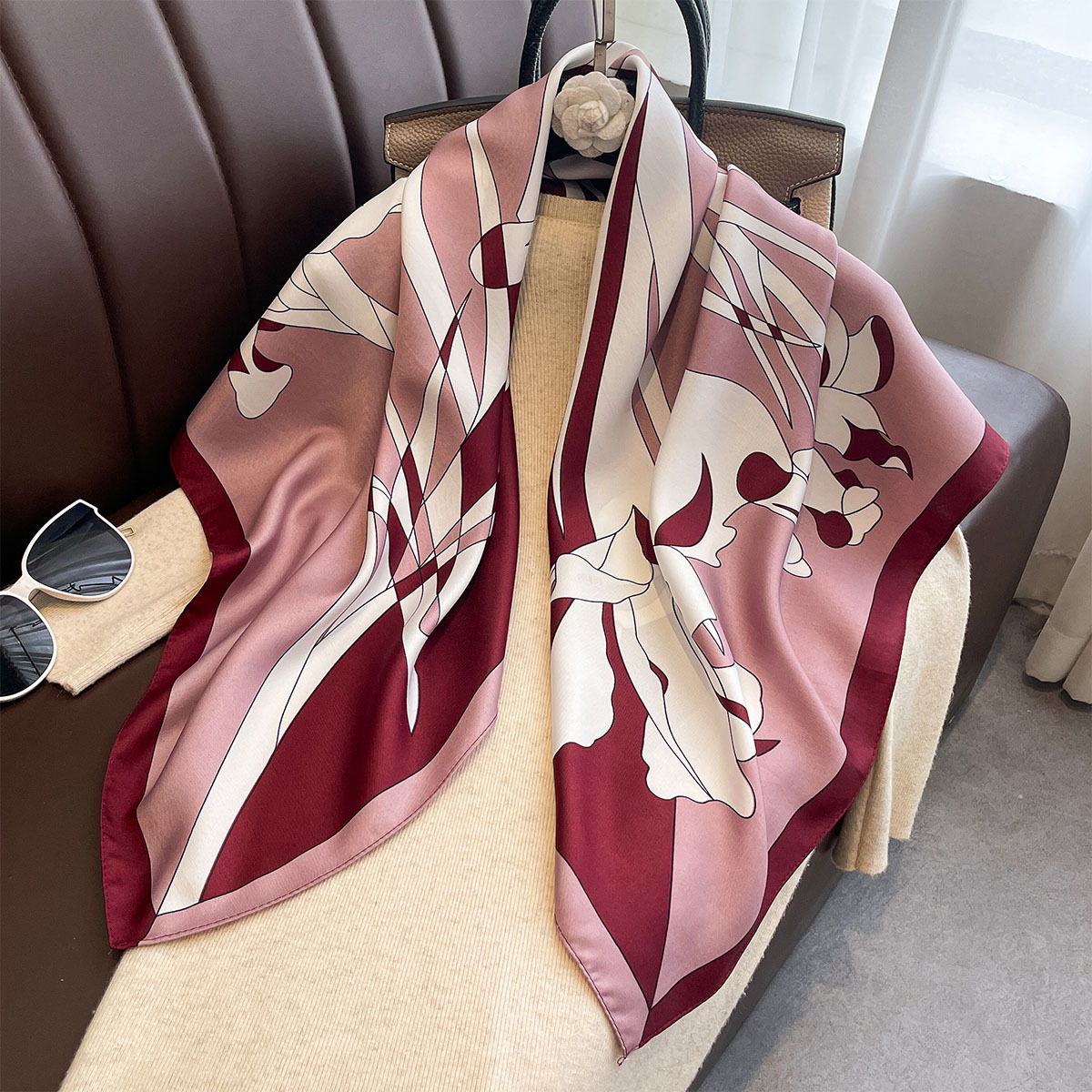 Silk Neck Scarf - Bufanda cuadrada de lujo de 90x90Cm,