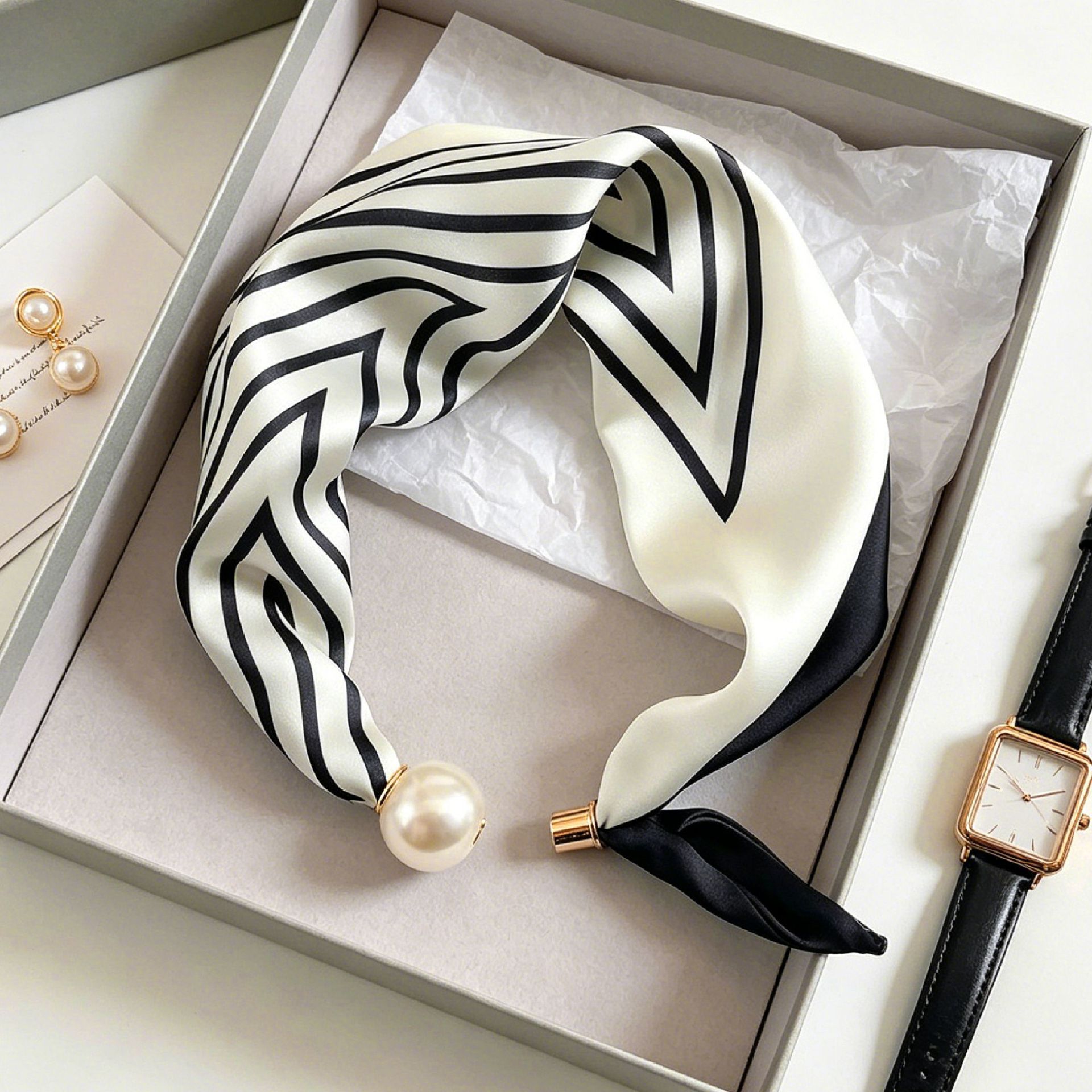 Ascot Neck Scarf - Elegantes y Chic Pañuelos con Rayas