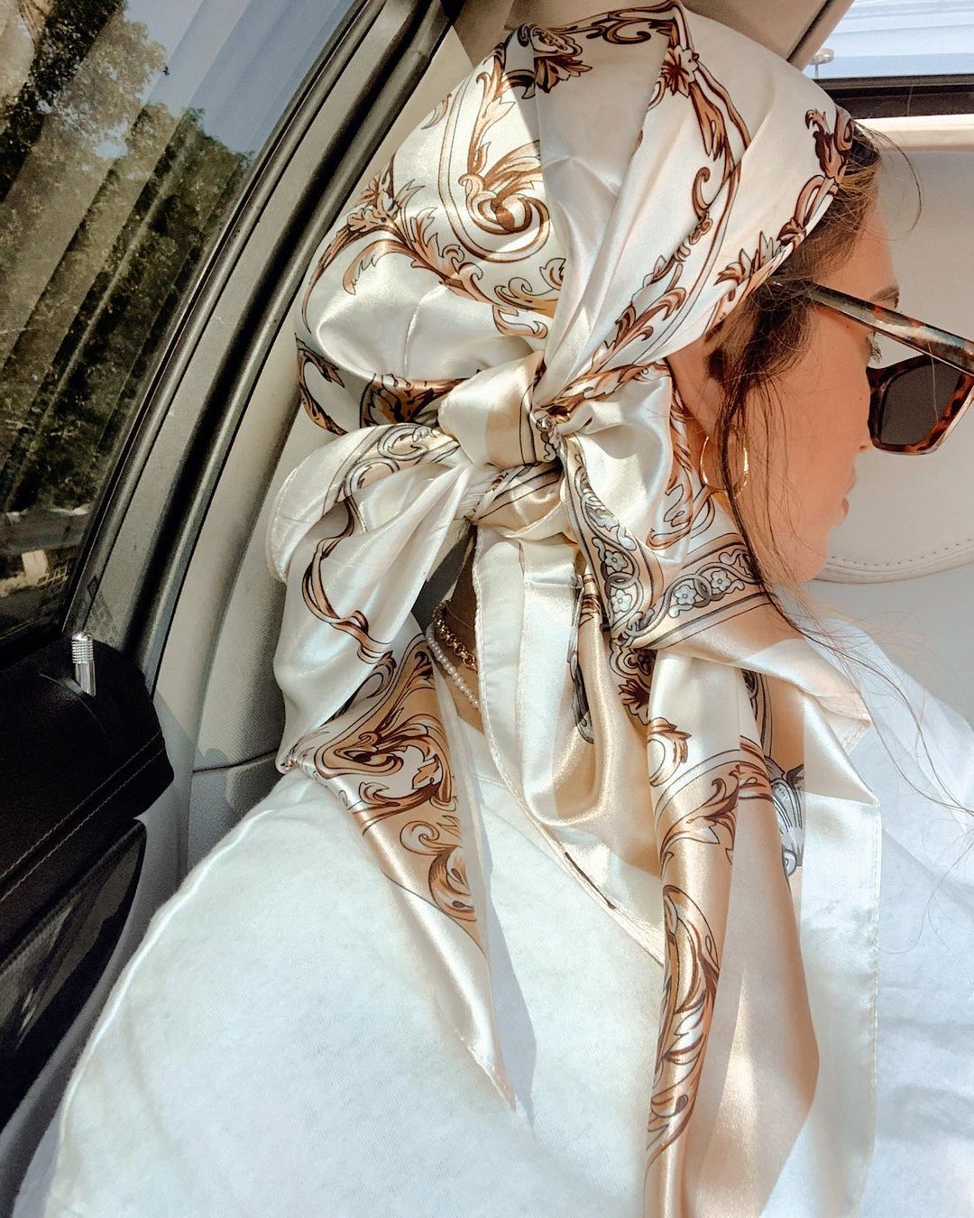 Silk Neck Scarf - Bufanda cuadrada de satén para mujer,