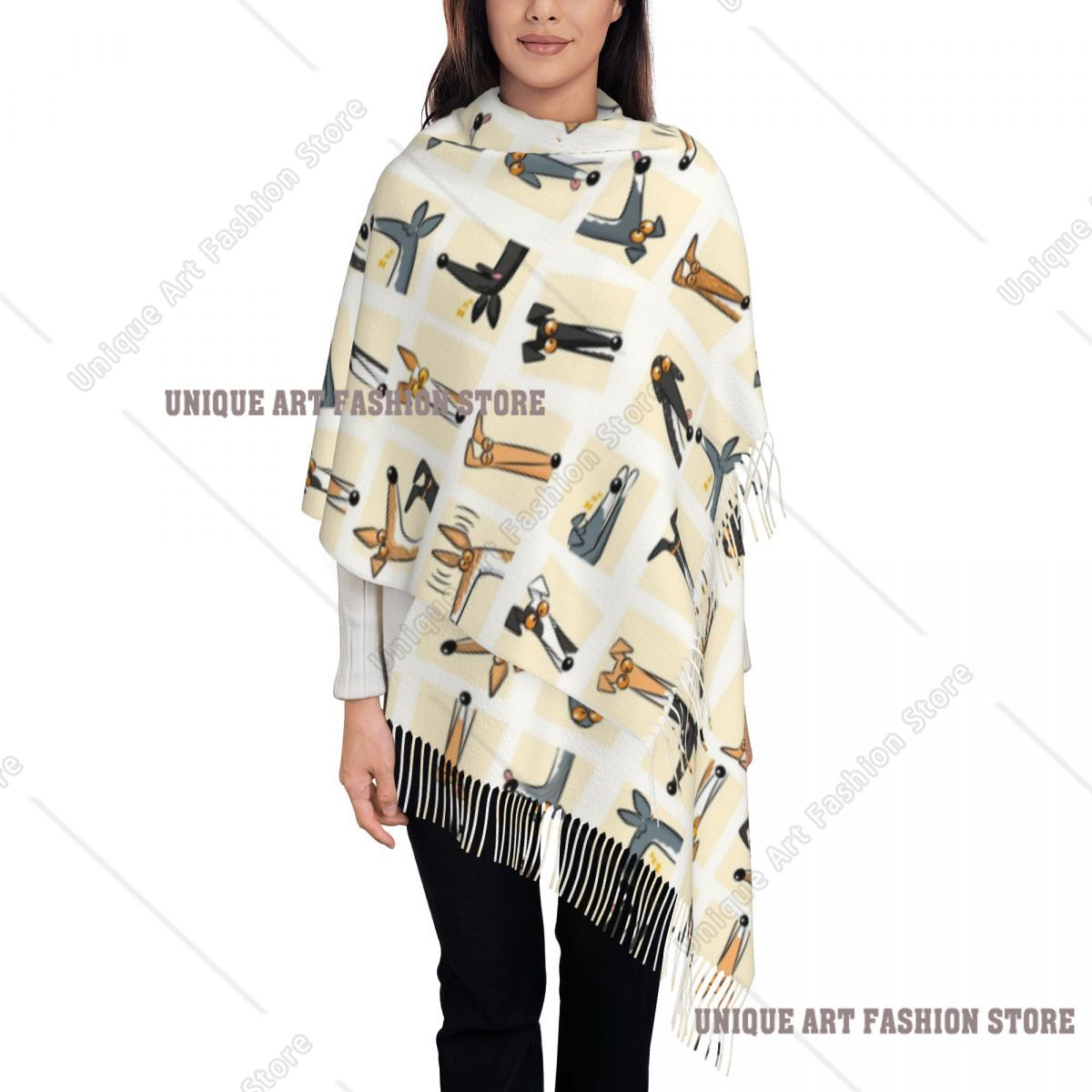 Pashmina Wrap Large - Bufanda con borlas para mujer, cabezas