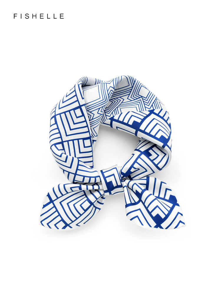 Ascot Neck Scarf - Bufanda de sarga de seda auténtica