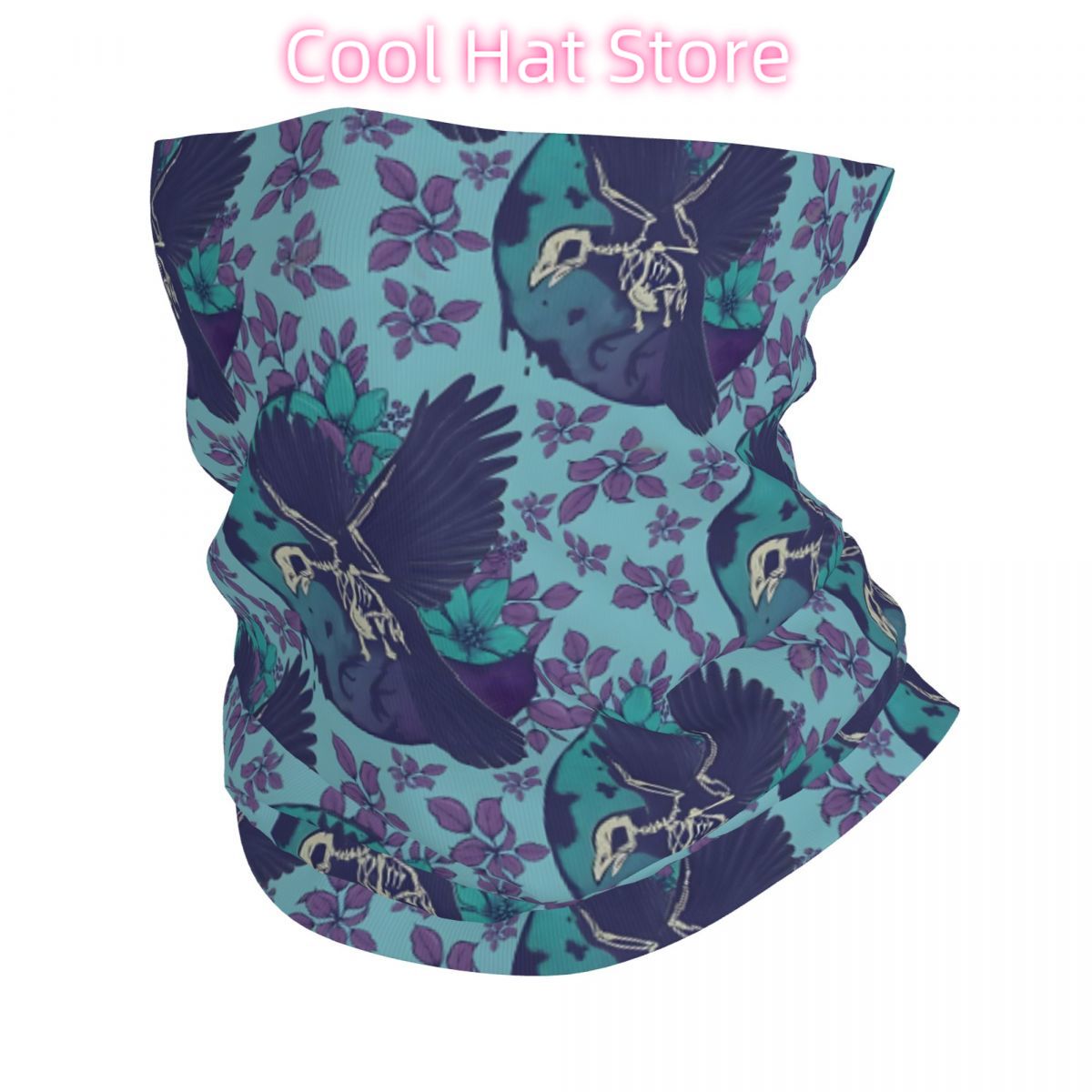 Neck Warmer Tube - Diadema con esqueleto de cuervo y