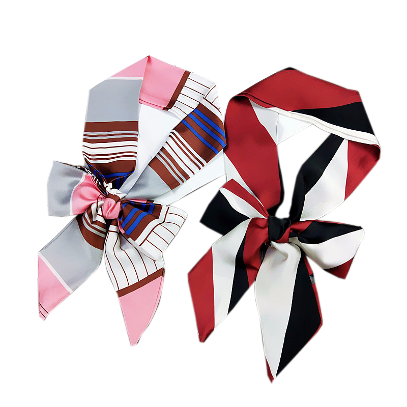 Silk Tie Striped - Pañuelo de seda largo pequeño para