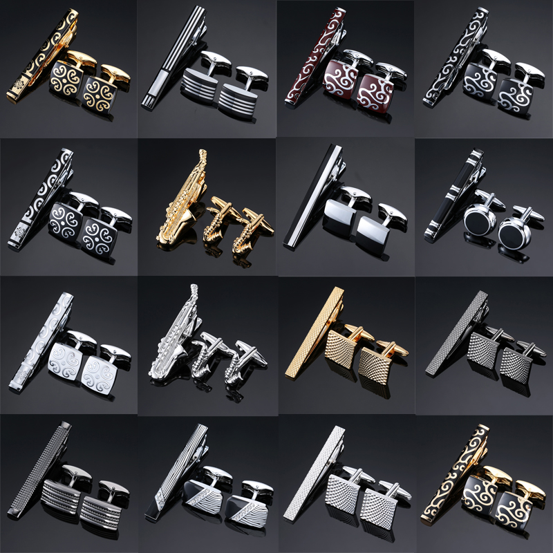 Tie Bar Set Gift - Gemelos de alta calidad, clip de