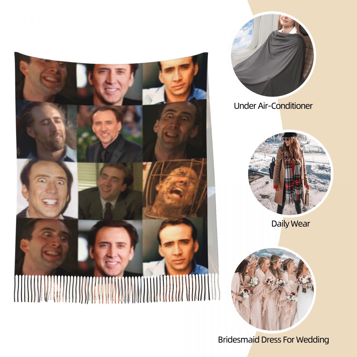 Nicolas Cage-chal Meme con car - Pashmina Wrap Large reseña y precio