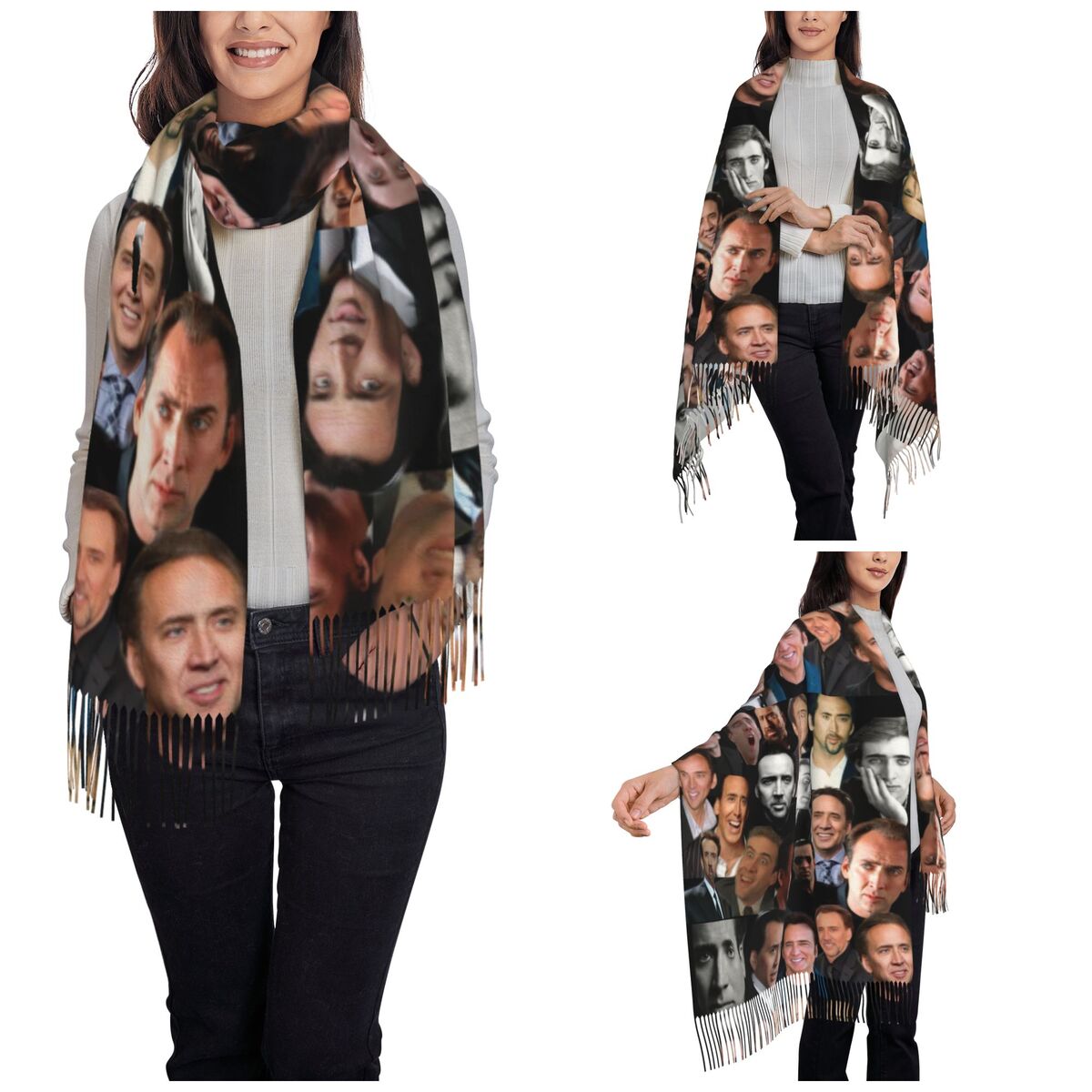 Nicolas Cage Colllage chal env - Pashmina Wrap Large reseña y precio