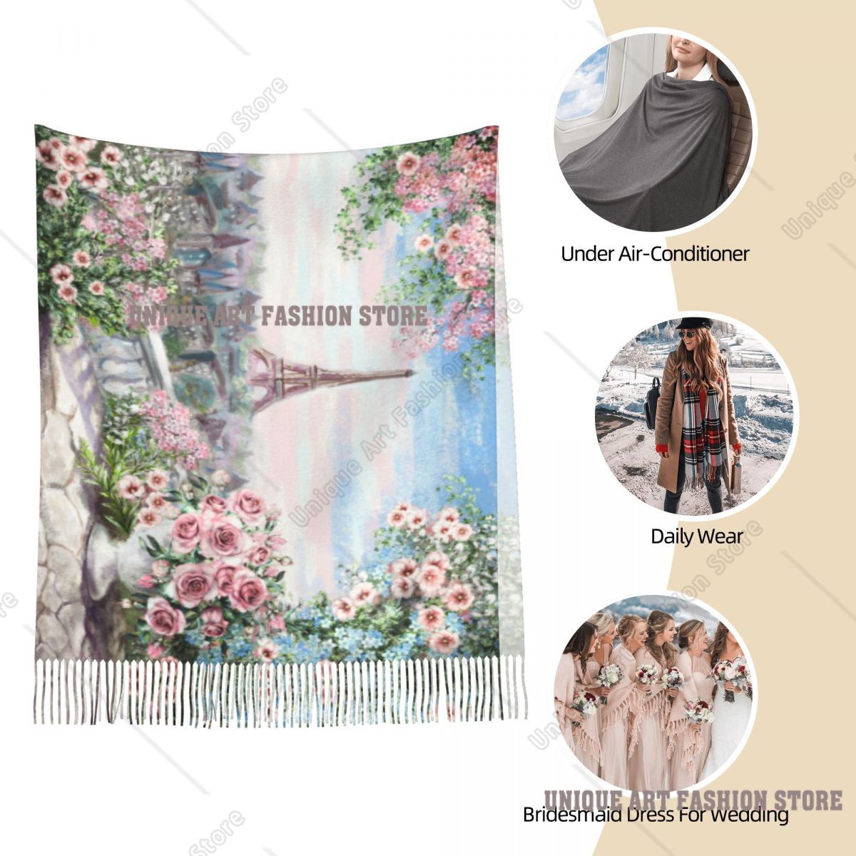 Pintura al óleo Francia París  - Pashmina Wrap Large reseña y precio