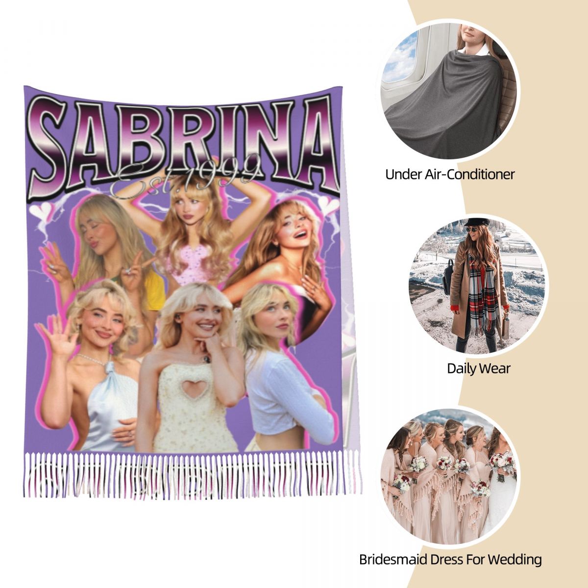 Sabrina Carpenter 90s chal abr - Pashmina Wrap Large reseña y precio