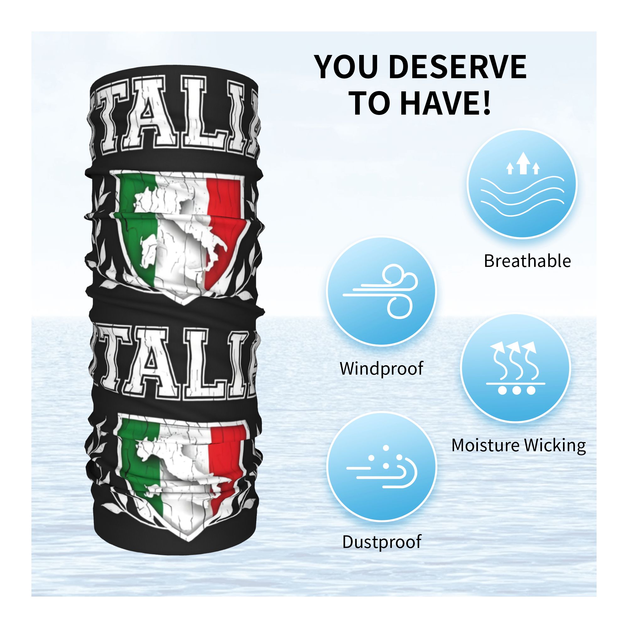Bandana con bandera de Italia  - Neck Warmer Tube reseña y precio